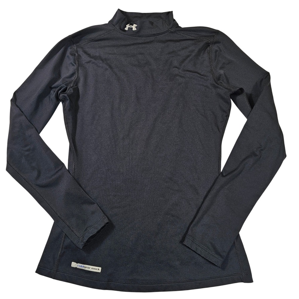 Under Armour ColdGear Mock Neck‎ Long Sleeve Shirt Black Fitted Womens Small